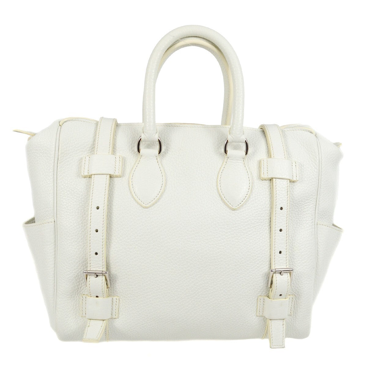 Hermes Pursangle Bag Leather White Leather Handbag (Authentic Pre-Loved)