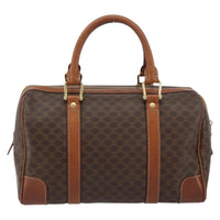 Celine Vintage Macadam Boston Bag Canvas Brown Canvas Handbag (Authentic Pre-Loved)