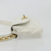 Chanel Cc Flap Belt Bag Quilted Lambskin White Leather Clutche & Pouche Bag (Authentic Pre-Loved)