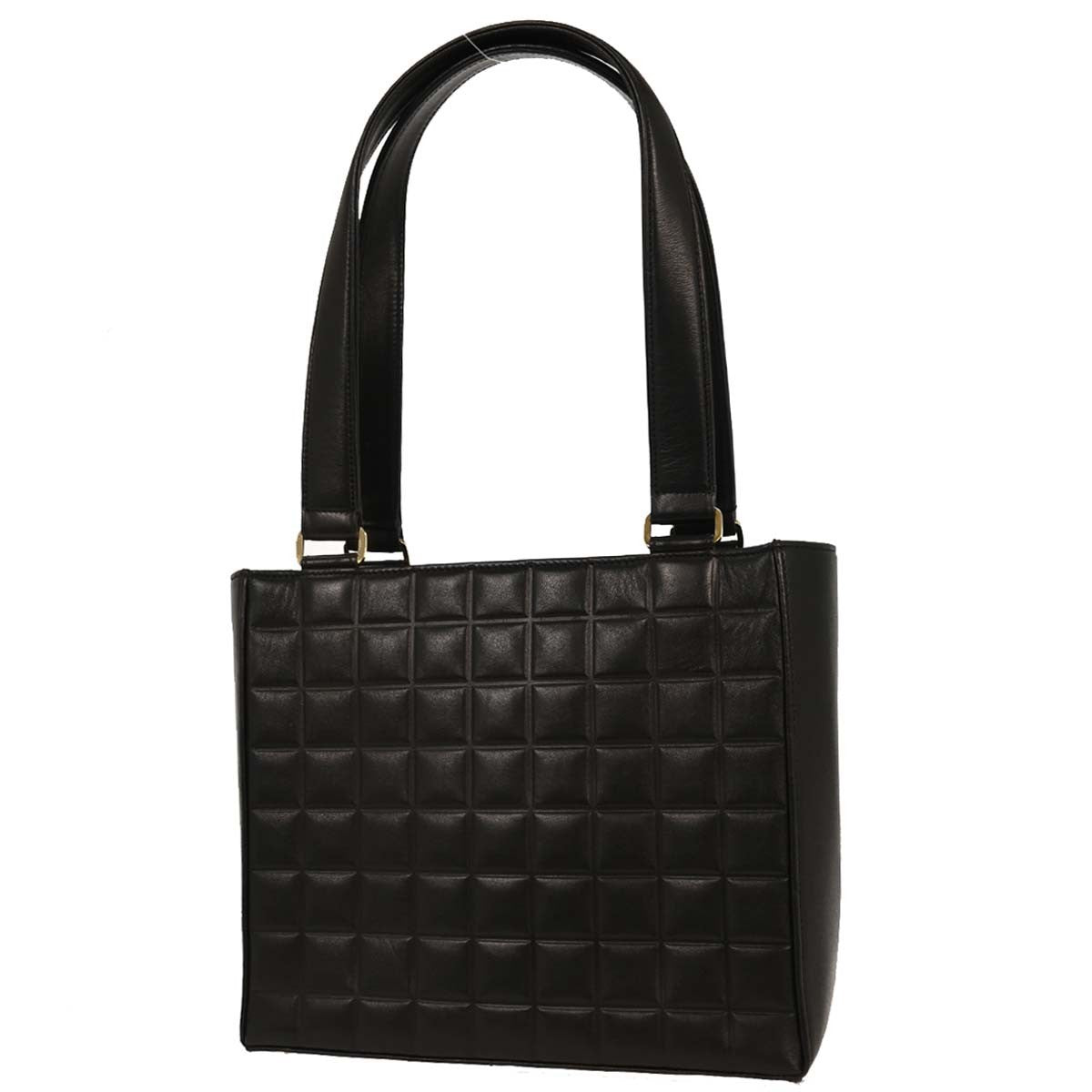 Chanel Chocolate Bar Cc Tote Quilted Leather Black Leather Tote Bag Bag (Authentic Pre-Loved)