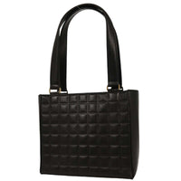 Chanel Chocolate Bar Cc Tote Quilted Leather Black Leather Tote Bag Bag (Authentic Pre-Loved)