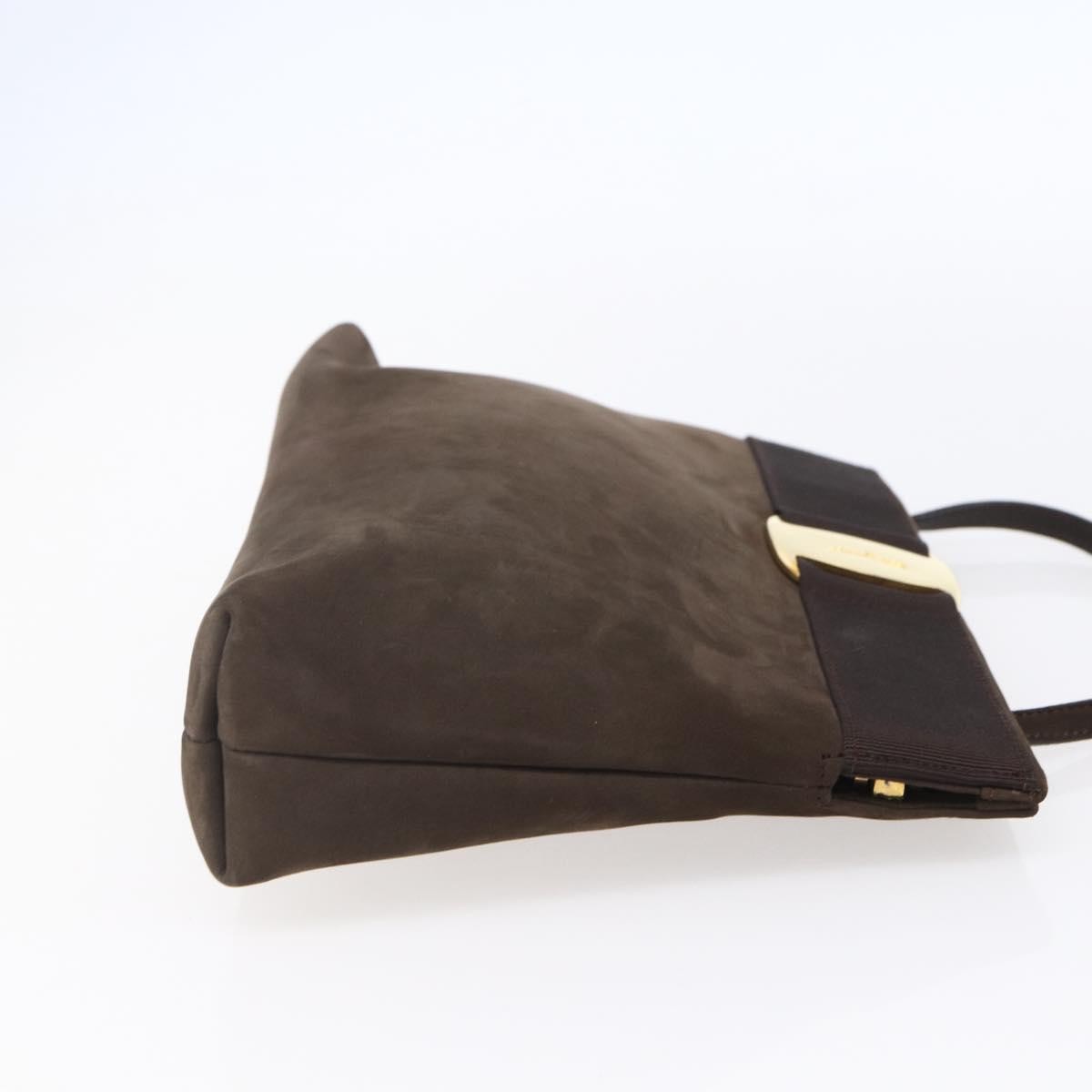 Salvatore Ferragamo Vala Shoulder Bag Suede Brown Suede Shoulder Bag Bag (Authentic Pre-Loved)
