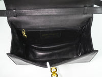 Salvatore Ferragamo Gancini Shoulder Bag Leather Black Leather Shoulder Bag Bag (Pre-Loved)