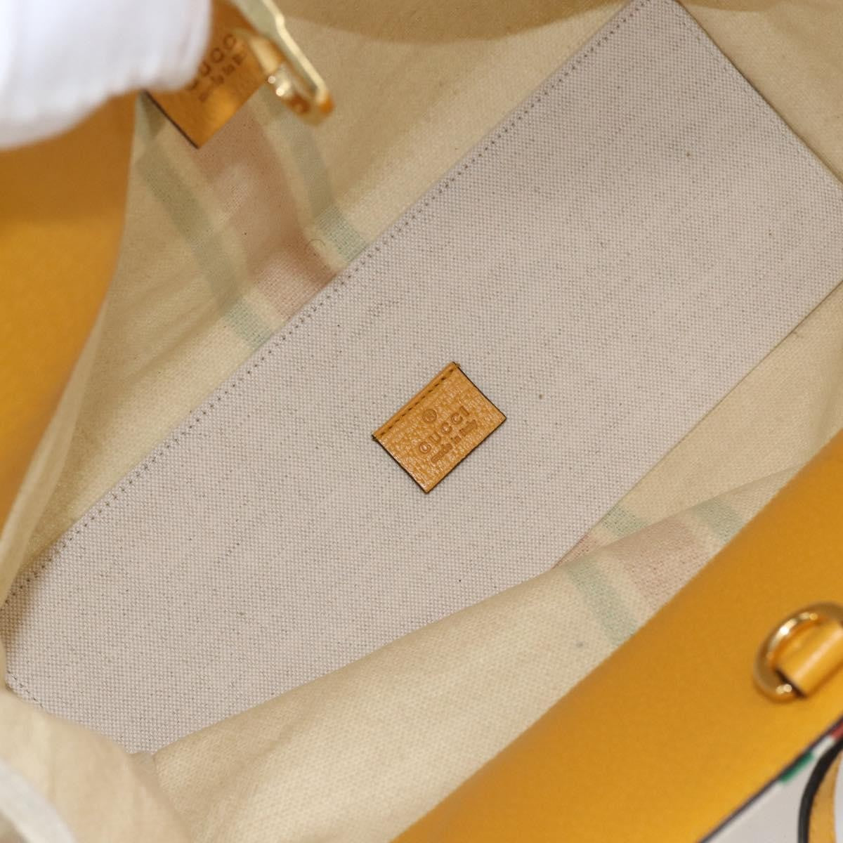 Gucci Foldable Web Tote Canvas With Leather Beige Canvas Tote Bag Bag (Authentic Pre-Loved)