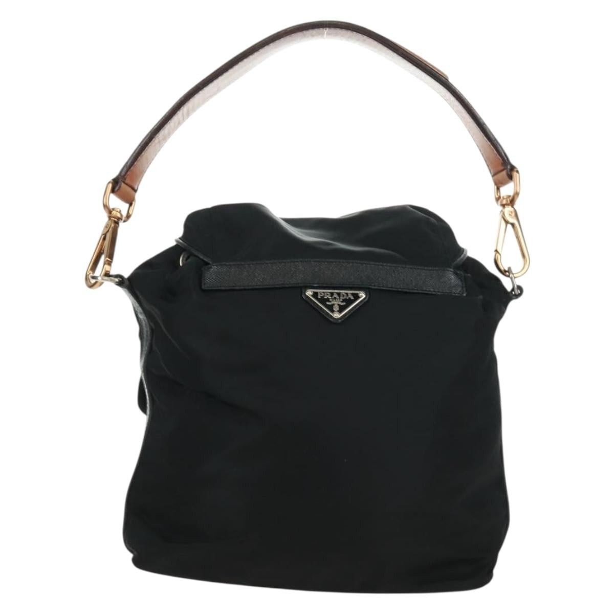 Prada Double Pocket Drawstring Shoulder Bag Tessuto Black Nylon Shoulder Bag Bag (Pre-Loved)