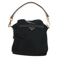 Prada Double Pocket Drawstring Shoulder Bag Tessuto Black Nylon Shoulder Bag Bag (Pre-Loved)