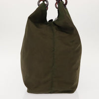Prada Resin Handle Tote Tessuto Khaki Nylon Tote Bag Bag (Authentic Pre-Loved)
