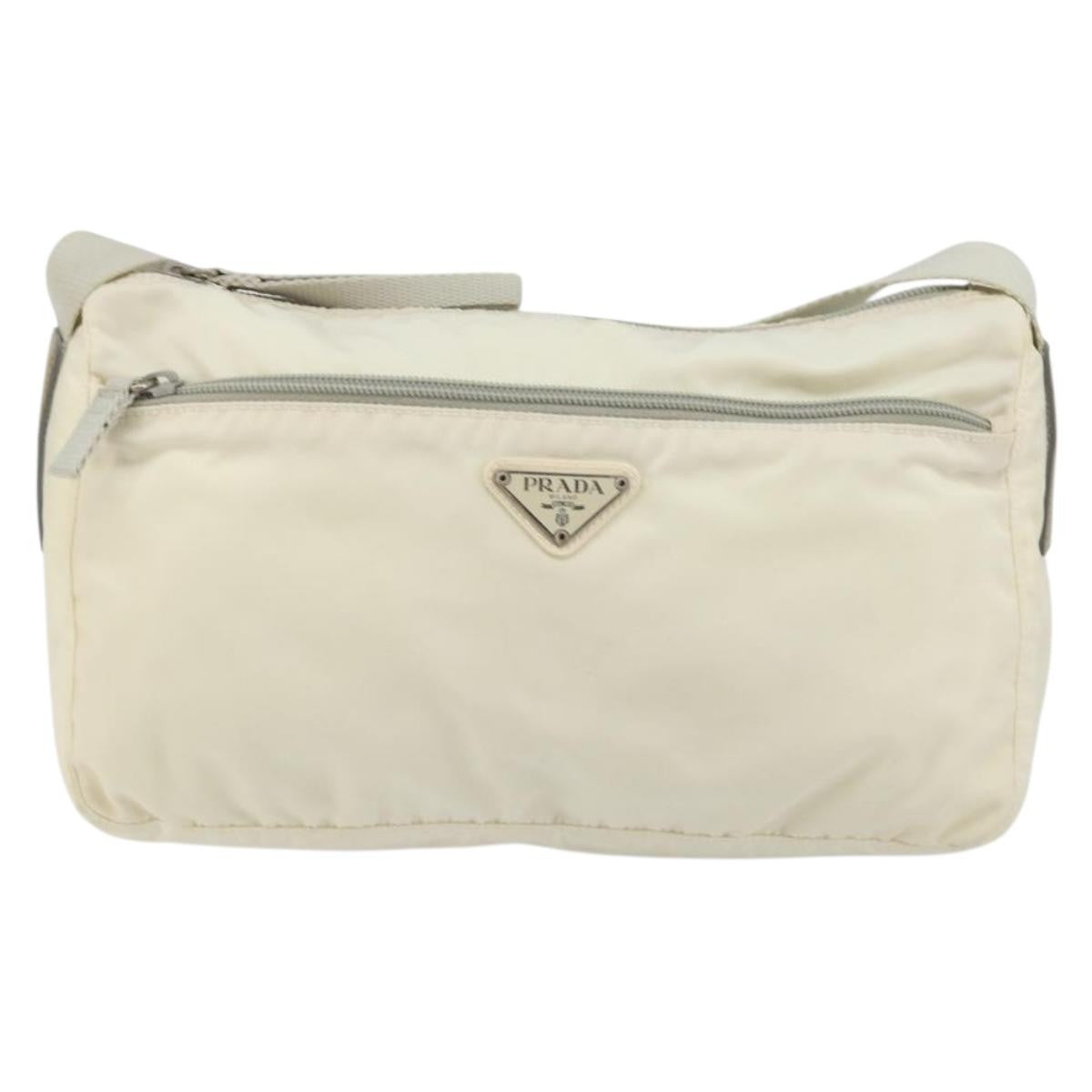 Prada Zip Waist Bag Tessuto White Nylon Shoulder Bag Bag (Authentic Pre-Loved)