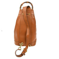 Gucci Vintage Bamboo Sling Backpack Leather Brown Leather Backpack Bag (Authentic Pre-Loved)