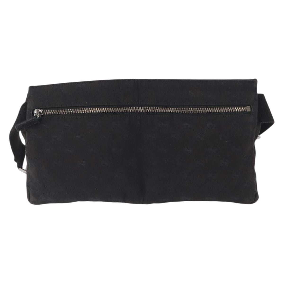 Gucci Vintage Double Belt Bag Gg Canvas With Leather Black Canvas Clutche & Pouche Bag (Pre-Loved)