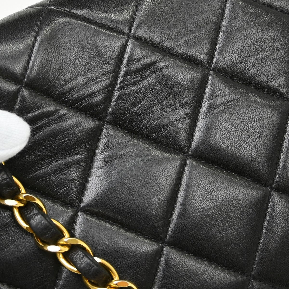 Chanel Vintage Diana Flap Bag Quilted Lambskin Black Leather Handbag (Pre-Loved)