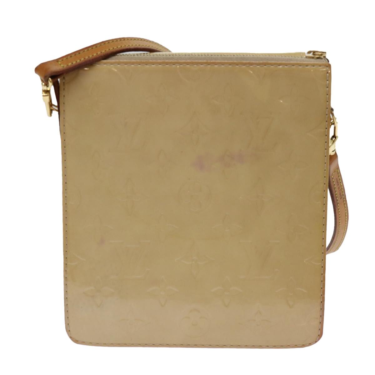 Louis Vuitton Mott Handbag Monogram Vernis Beige Patent_Leather Clutche & Pouche Bag (Authentic Pre-Loved)