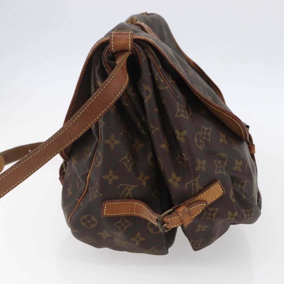 Louis Vuitton Saumur Handbag Monogram Canvas Brown Canvas Shoulder Bag Bag (Pre-Loved)