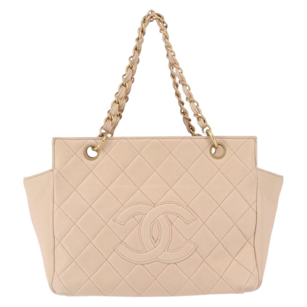 Chanel Petite Timeless Tote Quilted Calfskin Beige Leather Bag (Authentic Pre-Loved)