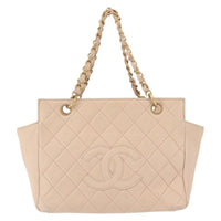 Chanel Petite Timeless Tote Quilted Calfskin Beige Leather Bag (Authentic Pre-Loved)