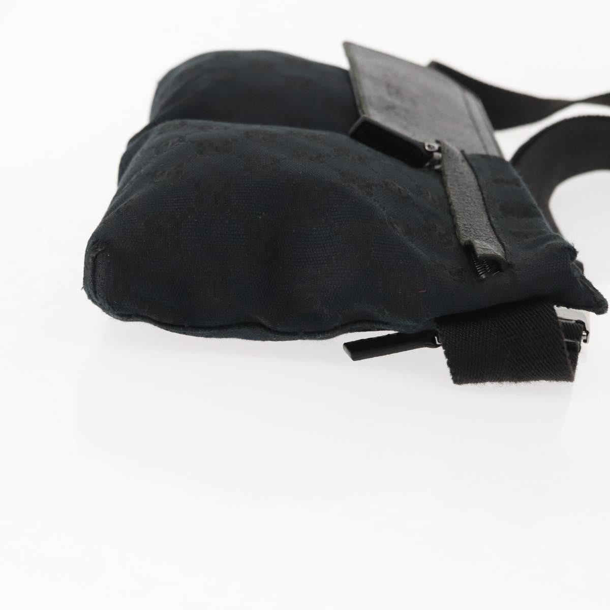 Gucci Vintage Double Belt Bag Gg Canvas With Leather Black Canvas Shoulder Bag Bag (Authentic Pre-Loved)