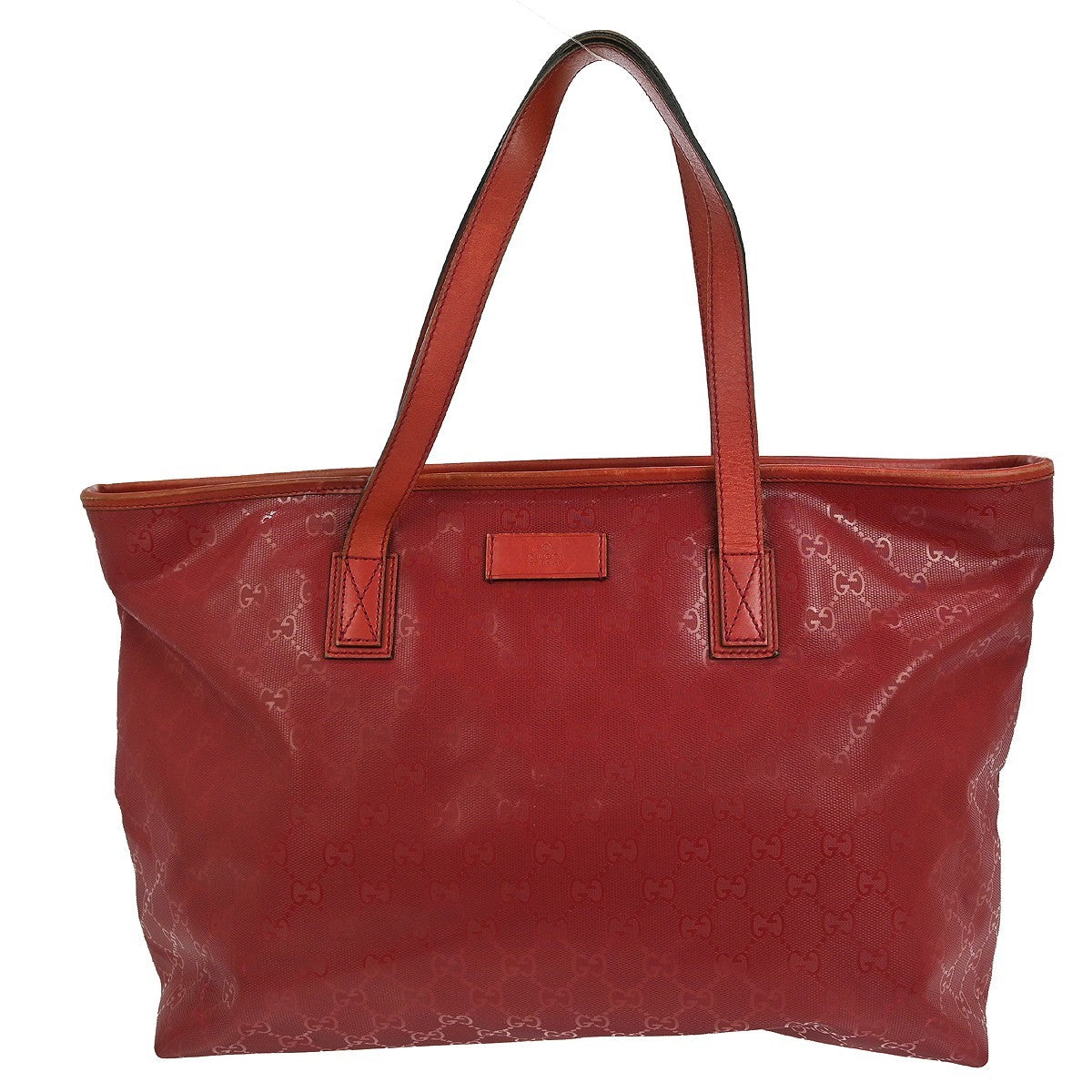 Gucci Plus Tote Gg Imprime Red Leather Tote Bag Bag (Authentic Pre-Loved)