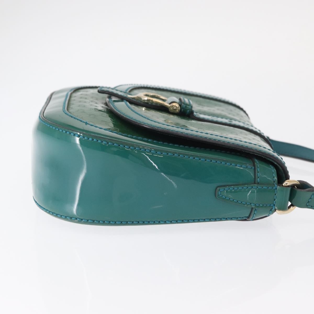Gucci Gucci Vintage Flap Shoulder Bag Patent Leather Turquoise Patent_Leather Shoulder Bag Bag (Pre-Loved)