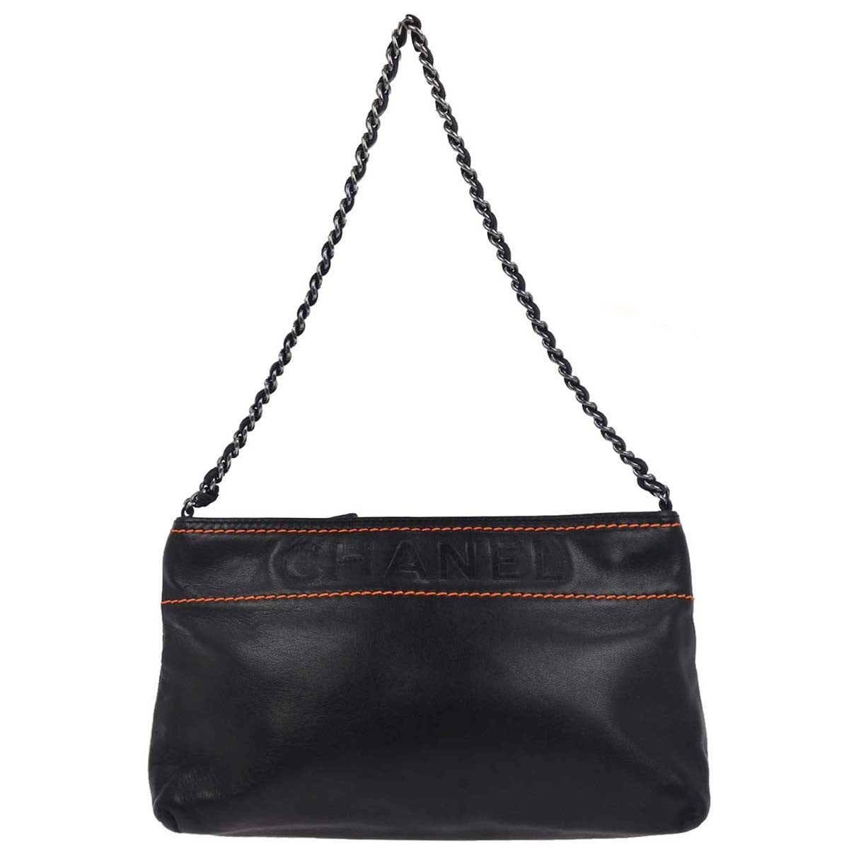 Chanel Lax Pochette Leather Black Leather Clutche & Pouche Bag (Pre-Loved)