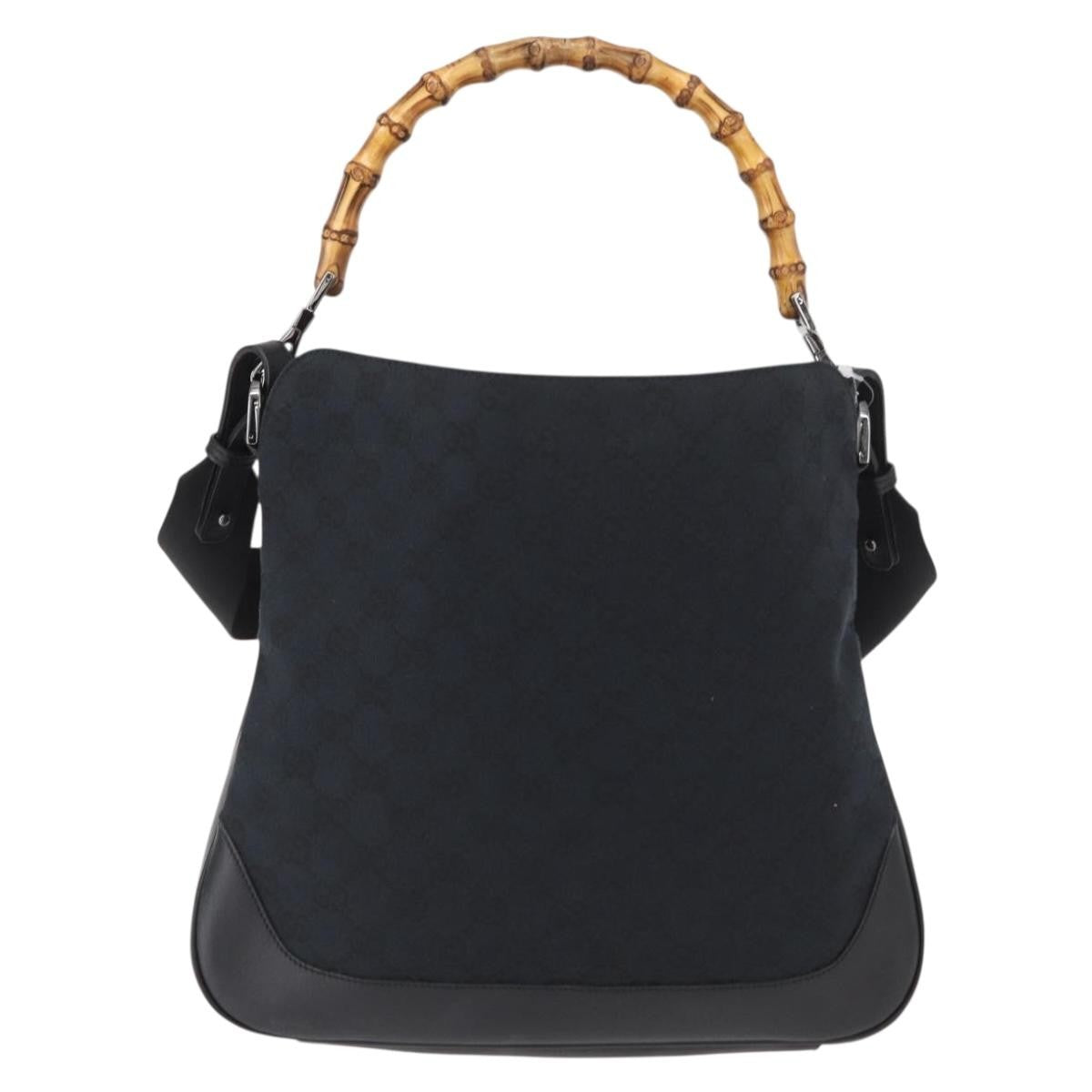 Gucci Diana Bamboo Shoulder Bag Gg Canvas Black Canvas Shoulder Bag Bag (Authentic Pre-Loved)