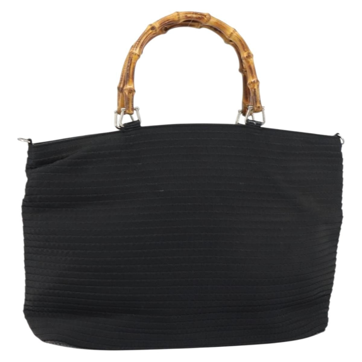 Gucci Vintage Bamboo Handle Bag Nylon Black Nylon Tote Bag Bag (Pre-Loved)