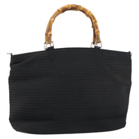 Gucci Vintage Bamboo Handle Bag Nylon Black Nylon Tote Bag Bag (Pre-Loved)
