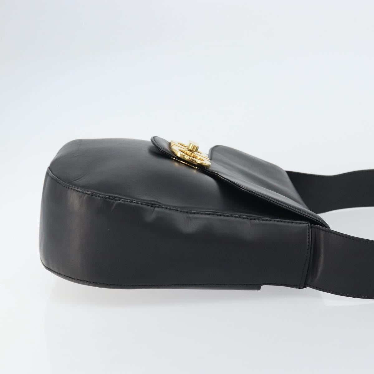 Salvatore Ferragamo Gancini Shoulder Bag Leather Black Leather Shoulder Bag Bag (Authentic Pre-Loved)