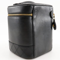 Chanel Vintage Cosmetic Case Leather Black Leather Clutche & Pouche Bag (Pre-Loved)