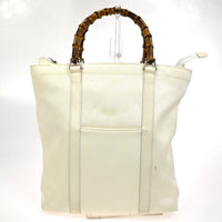 Gucci Gucci Convertible Bamboo Zip Tote Nylon White Nylon Tote Bag Bag (Pre-Loved)