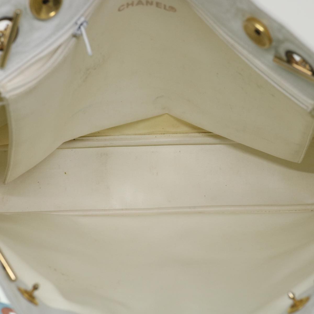 Chanel Chanel Vintage Shopping Tote Lambskin White Leather Shoulder Bag Bag (Authentic Pre-Loved)
