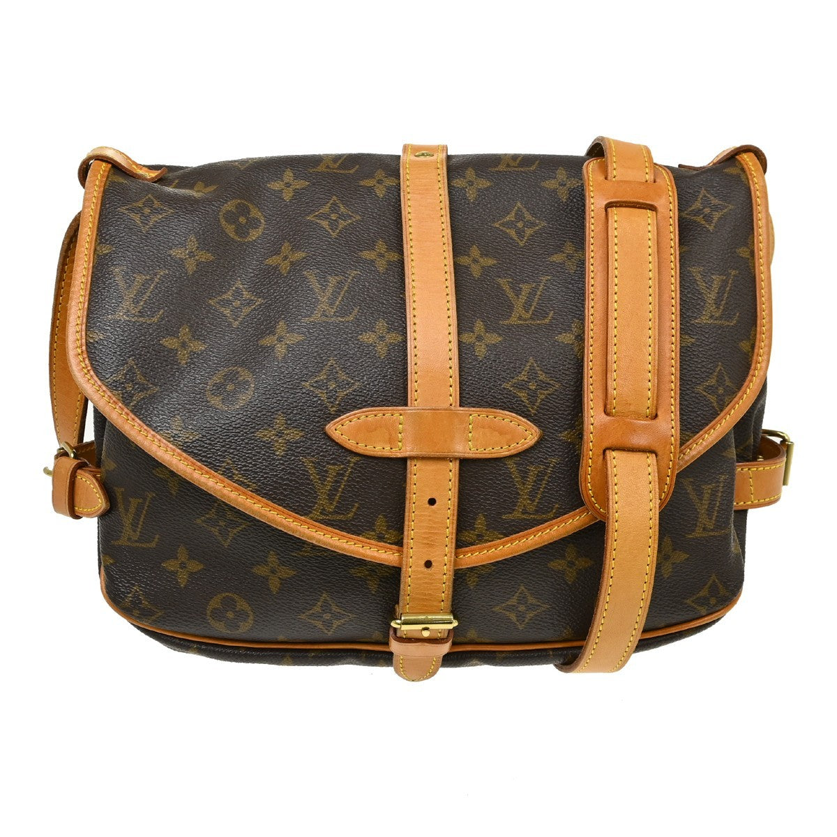 Louis Vuitton Louis Vuitton Saumur Handbag Monogram Canvas Brown Canvas Shoulder Bag Bag (Authentic Pre-Loved)