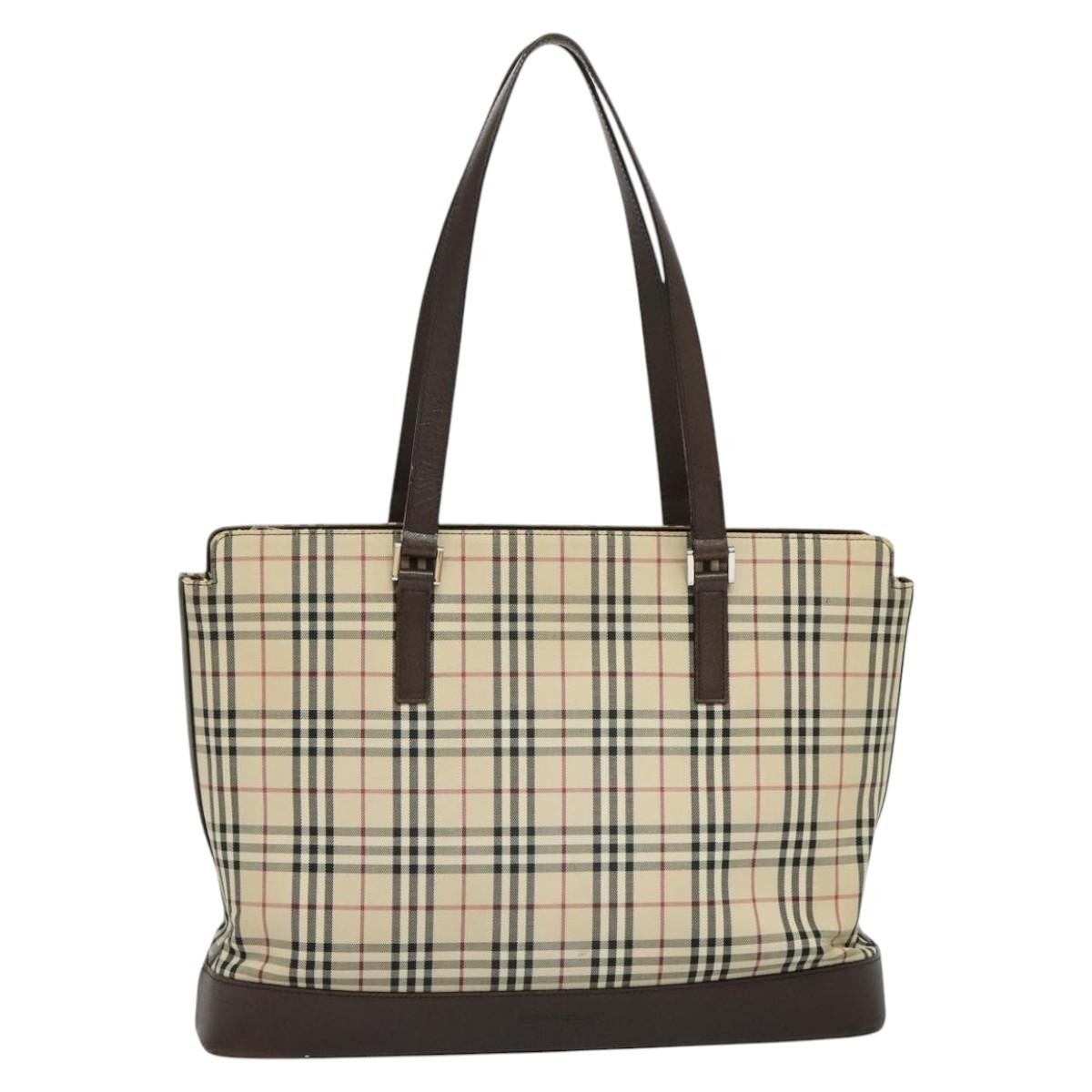 Burberry Nova Check Tote Canvas And Leather Beige Canvas Tote Bag Bag (Authentic Pre-Loved)