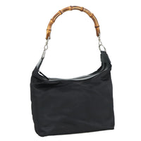 Gucci Vintage Bamboo Handle Bag Nylon Black Nylon Handbag (Pre-Loved)