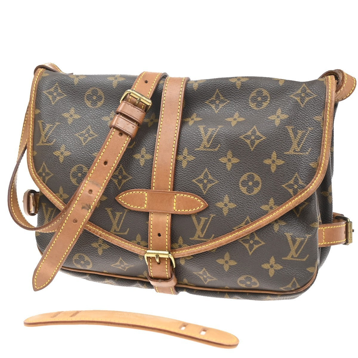 Louis Vuitton Saumur Handbag Monogram Canvas Brown Canvas Shoulder Bag Bag (Authentic Pre-Loved)