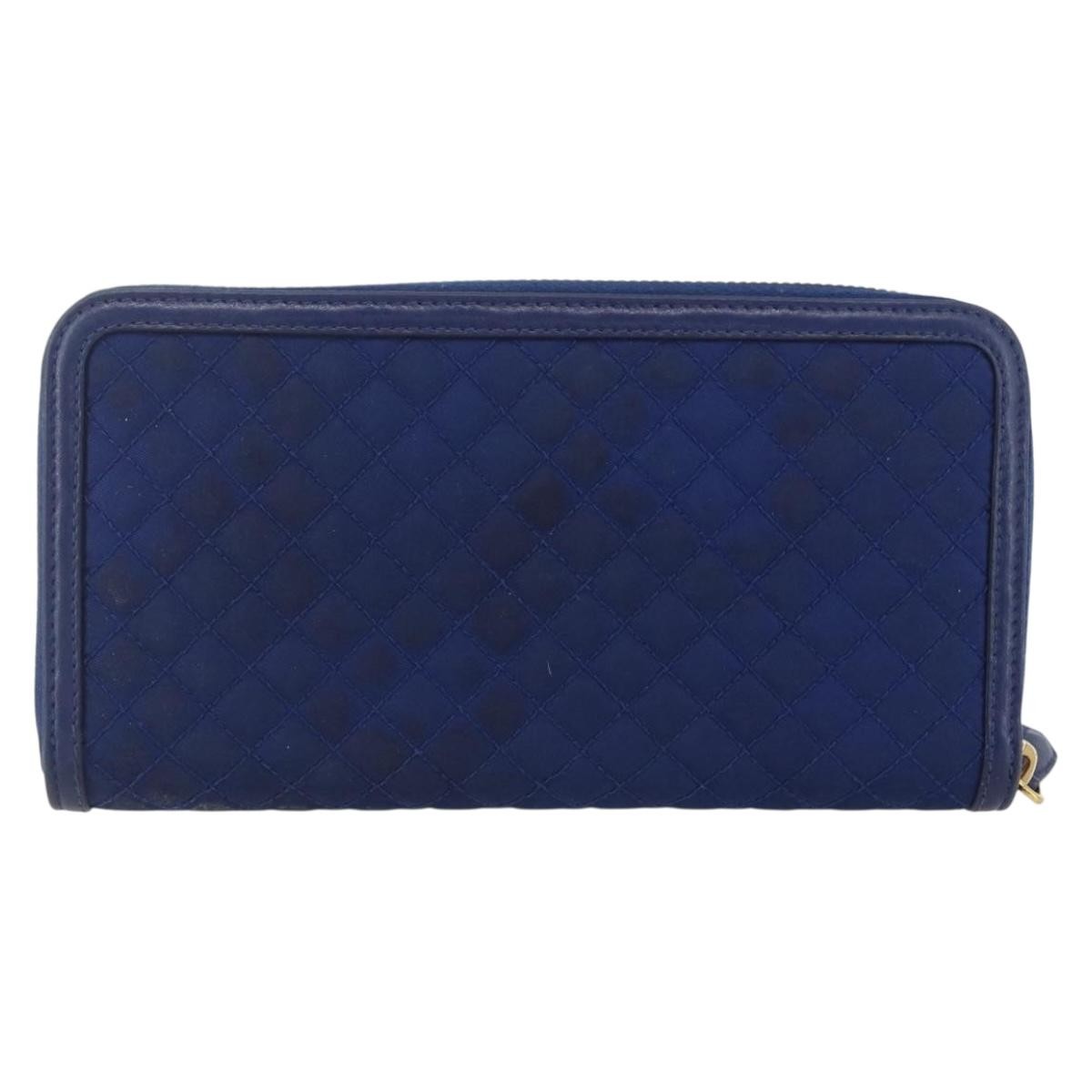Prada Zip Around Organizer Wallet Saffiano Leather With Applique Blue Leather Wallets Accessory (Authentic Pre-Loved)