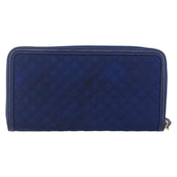 Prada Zip Around Organizer Wallet Saffiano Leather With Applique Blue Leather Wallets Accessory (Authentic Pre-Loved)