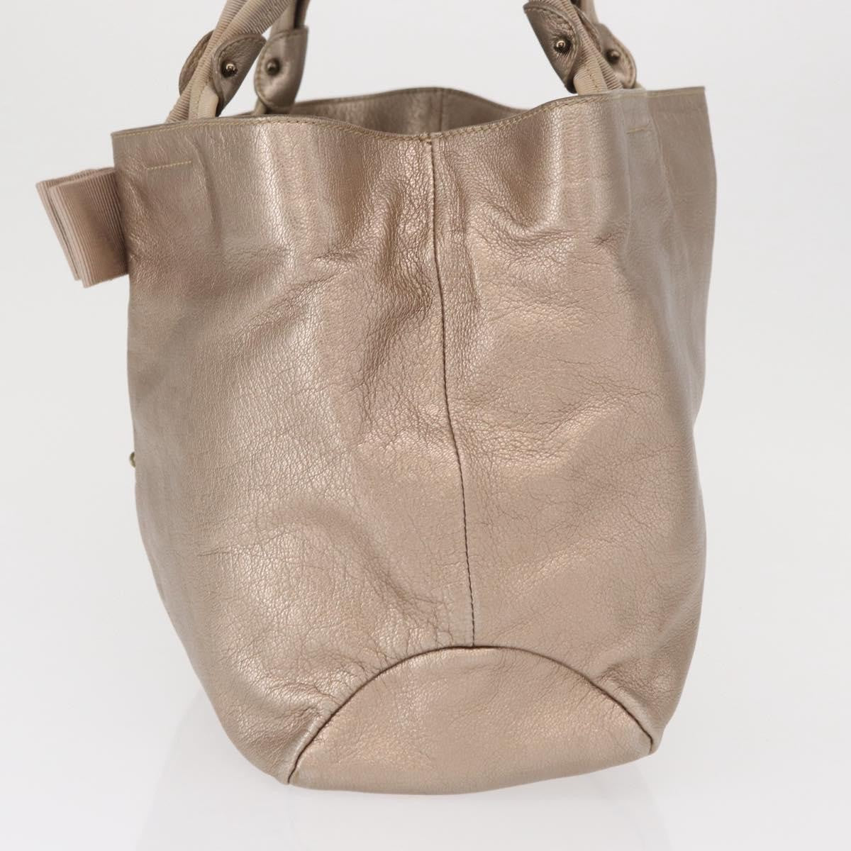 Salvatore Ferragamo Vala Tote Leather Beige Leather Tote Bag Bag (Authentic Pre-Loved)