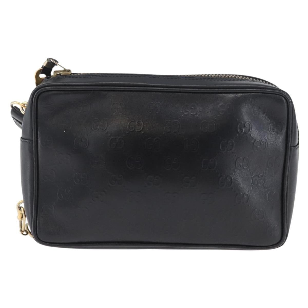 Gucci Vintage Clutch Bag Leather Black Leather Clutche & Pouche Bag (Authentic Pre-Loved)