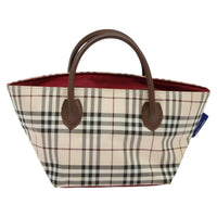 Burberry Nova Check Blue Label Nylon Beige Nylon Tote Bag Bag (Authentic Pre-Loved)