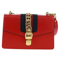 Gucci Sylvie Shoulder Bag Leather Red Leather Shoulder Bag Bag (Authentic Pre-Loved)