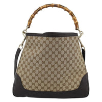 Gucci Bamboo Shopper Tote Gg Canvas Beige Canvas Handbag (Pre-Loved)