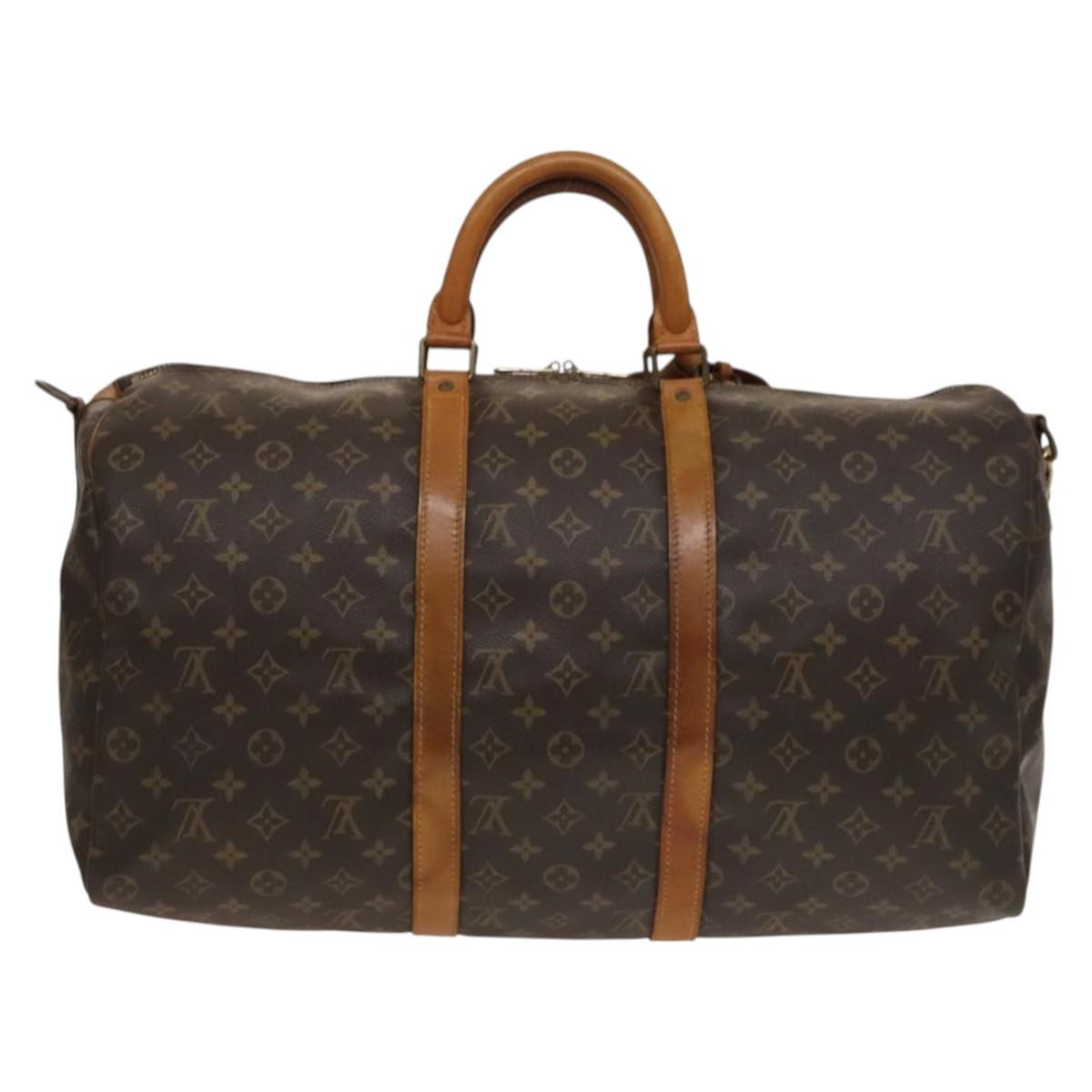 Louis Vuitton Keepall Bandouliere Bag Monogram Canvas Brown Canvas Travel Bag Bag (Pre-Loved)