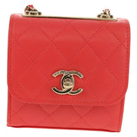 Chanel Trendy Cc Clutch With Chain Quilted Lambskin Red Leather Clutche & Pouche Bag (Pre-Loved)