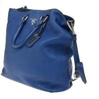 Prada Vintage Tote Leather Blue Leather Tote Bag Bag (Pre-Loved)