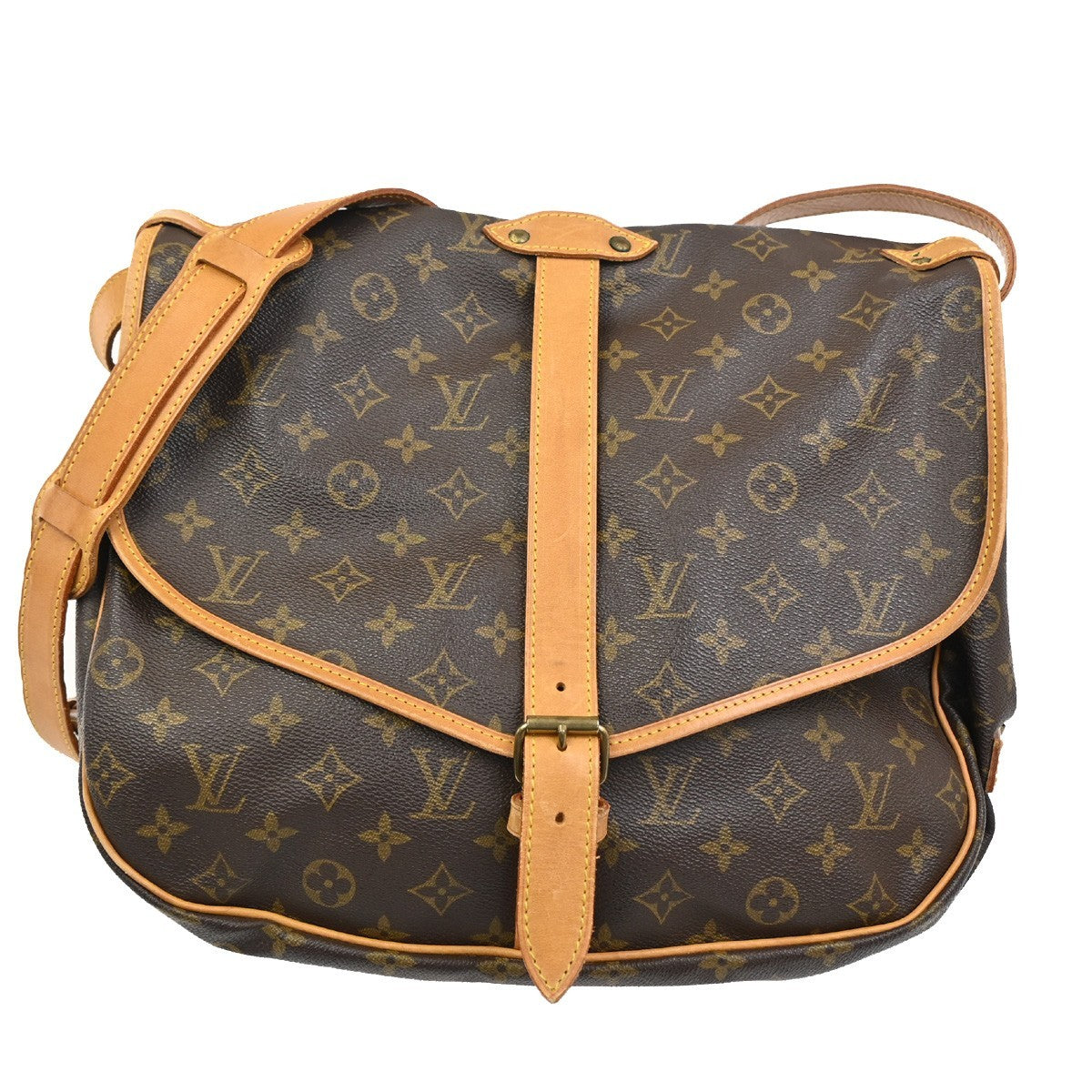 Louis Vuitton Saumur Handbag Monogram Canvas Brown Canvas Shoulder Bag Bag (Pre-Loved)
