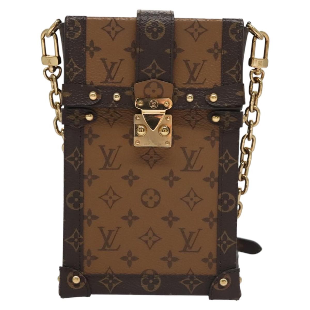 Louis Vuitton Vertical Trunk Pochette Reverse Monogram Canvas Brown Canvas Clutche & Pouche Bag (Authentic Pre-Loved)