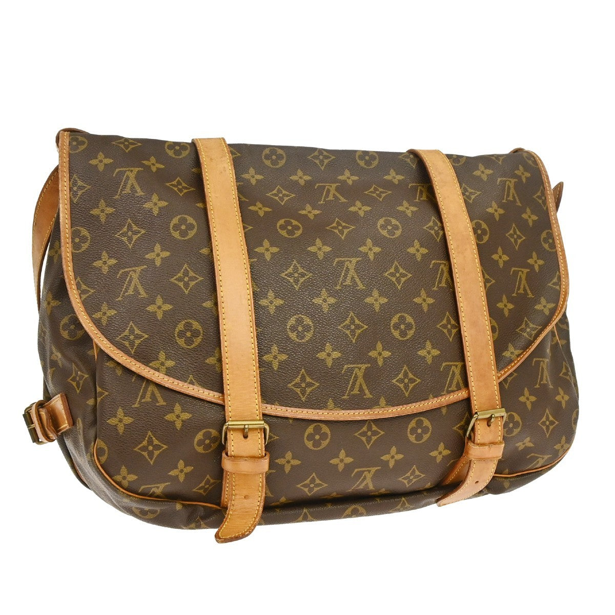 Louis Vuitton Saumur Handbag Monogram Canvas Brown Canvas Shoulder Bag Bag (Authentic Pre-Loved)