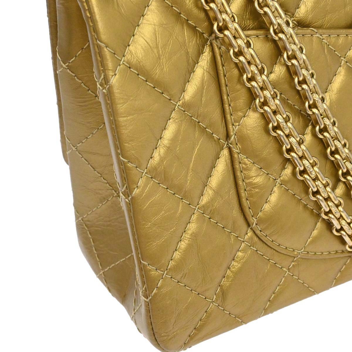 Chanel 2.55 Shoulder Bag Leather Gold Calfskin Shoulder Bag Bag (Authentic Pre-Loved)