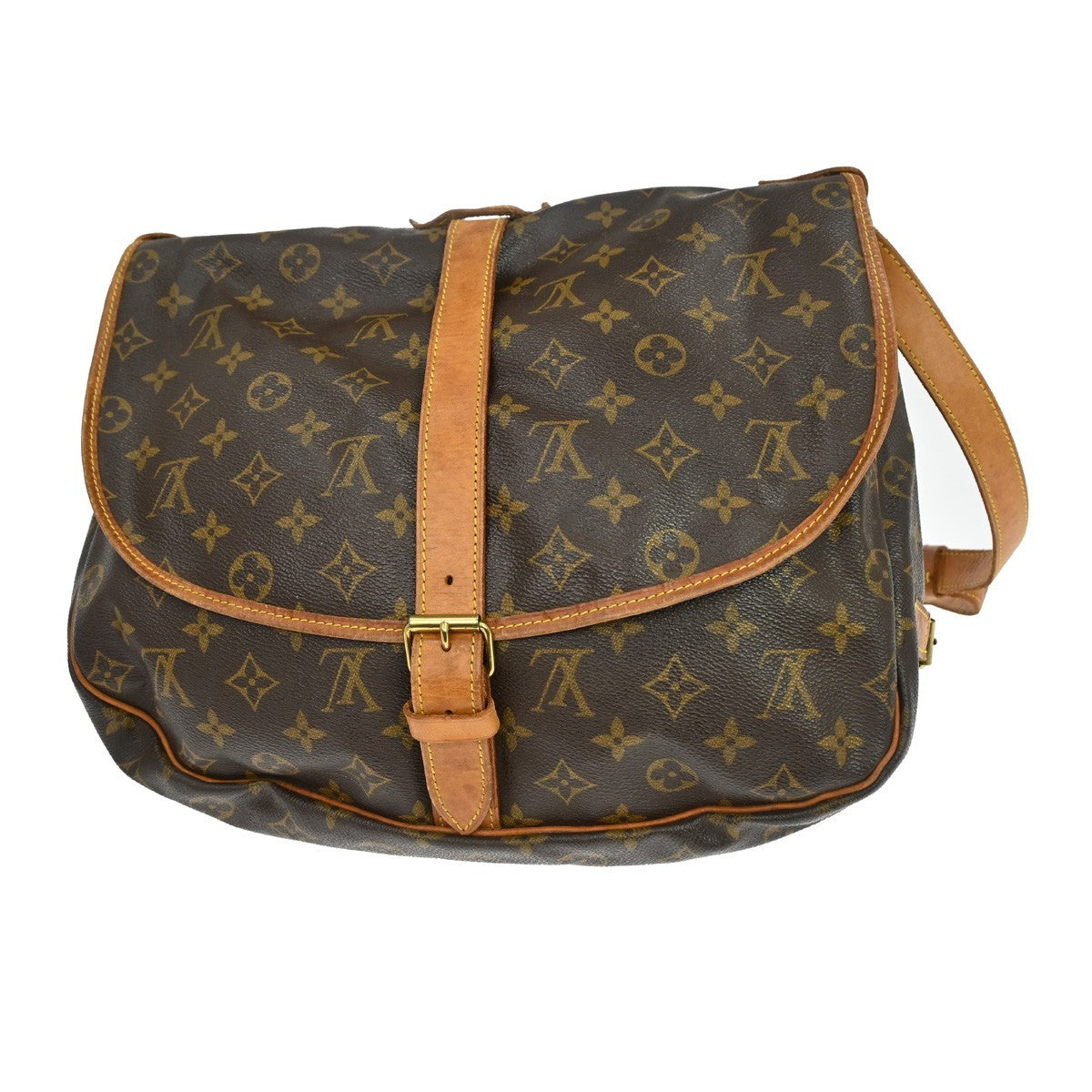 Louis Vuitton Louis Vuitton Saumur Handbag Monogram Canvas Brown Canvas Shoulder Bag Bag (Authentic Pre-Loved)