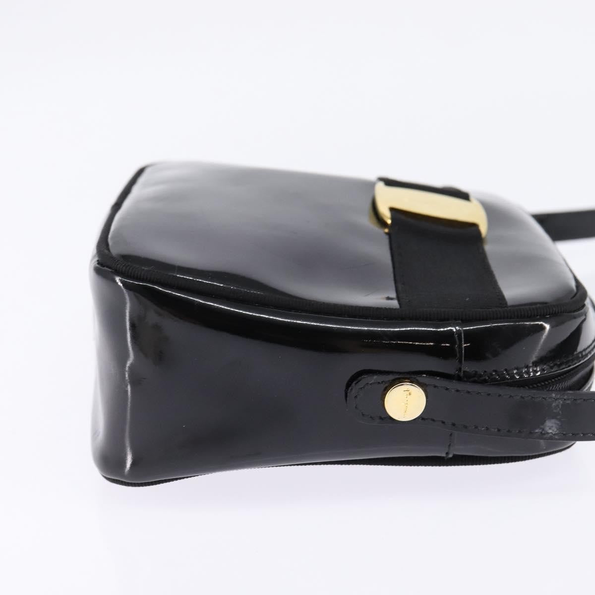 Salvatore Ferragamo Vara Bow Camera Shoulder Bag Patent Leather Black Patent_Leather Shoulder Bag Bag (Authentic Pre-Loved)